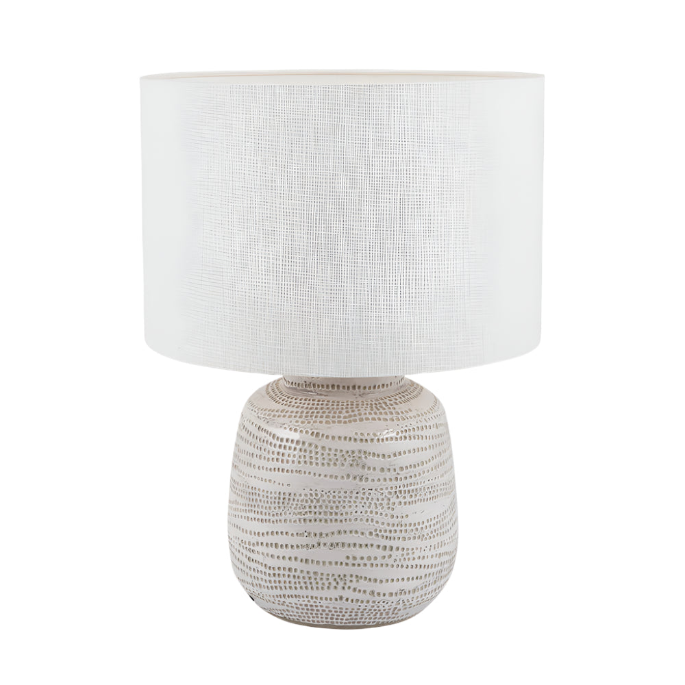 Alina White Dot Design Small Stoneware Table Lamp - Base Only